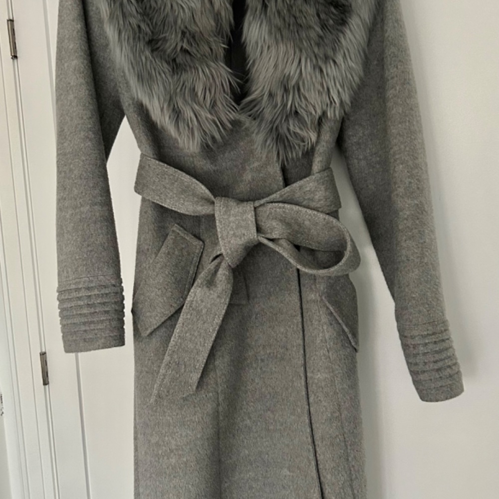 SENTALER Long Shawl Collar Wrap Coat - Picture 4 of 11
